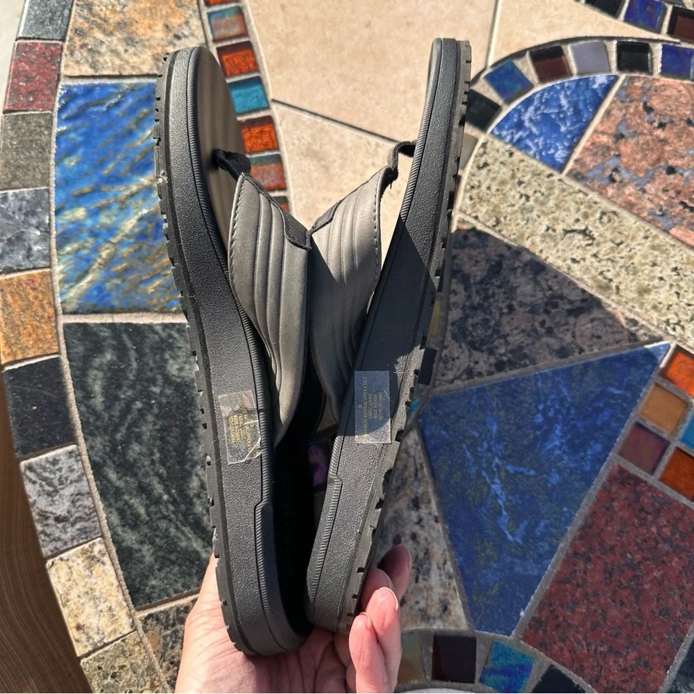 Flojos Memory Foam Flip Flops Black / Gray Size 8